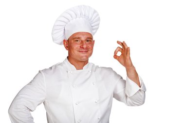 Beyaz arka plan üzerinde izole Şef adam.