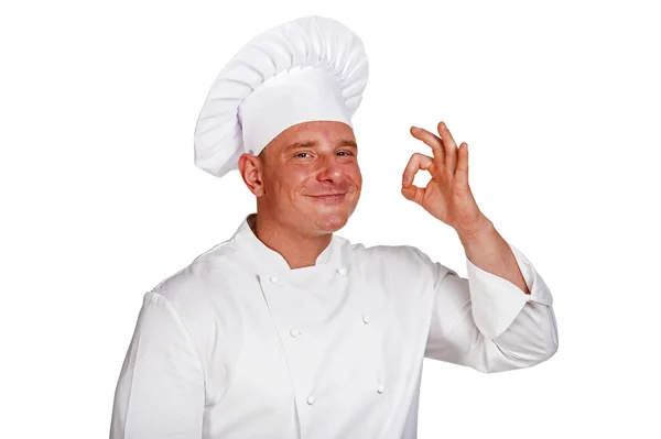 Chef man isolated over white background. — Stock Photo, Image