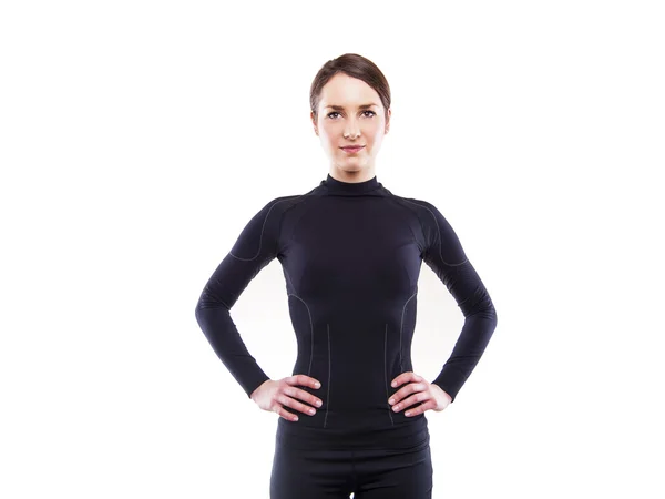 Close up image of female in sports clothing  on white background — Stock Photo, Image