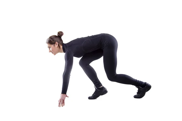 İzole runner kadın. Fitness spor modeli s koşu koşu uygun — Stok fotoğraf