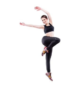 modern stil dansçı silah stüdyo arka plan üzerinde poz