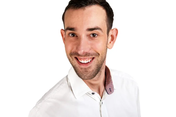 Portrait d'un jeune homme intelligent debout avec fond blanc — Photo