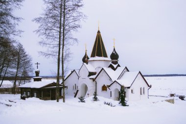 bir yazı tipini kış Ryazan şehir Poshchupovsky Manastırı