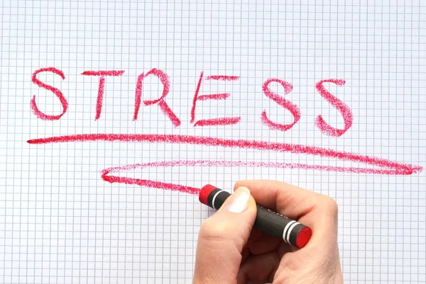 STRESS écrit sur le papier à carreaux — Photo