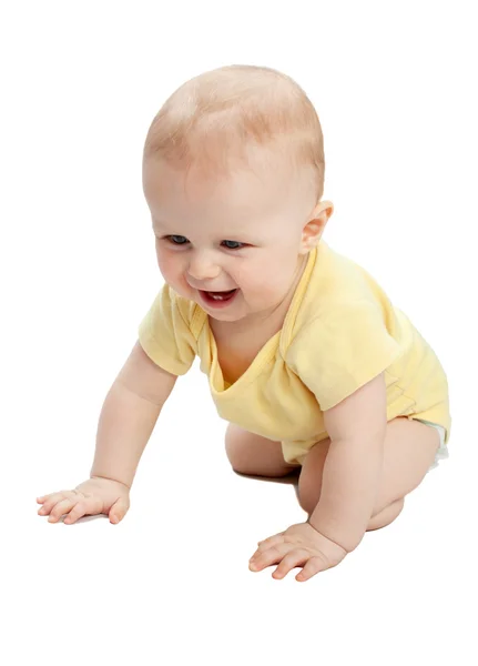 A small child on a white background, isolated. Boy Stock Photo