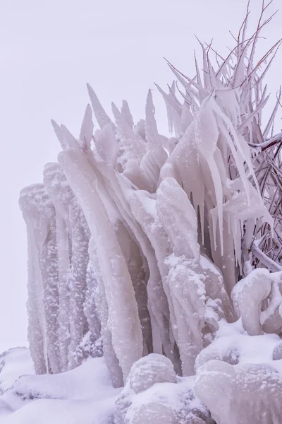 Cold winter day with many icicle — Stock Photo, Image