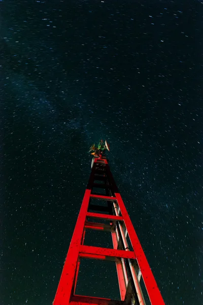 Faro al Lago Balaton nella notte — Foto Stock