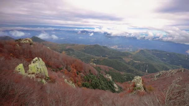 Imágenes Del Lapso Tiempo Otoño Montaña Española Montseny Cerca Santa — Vídeos de Stock