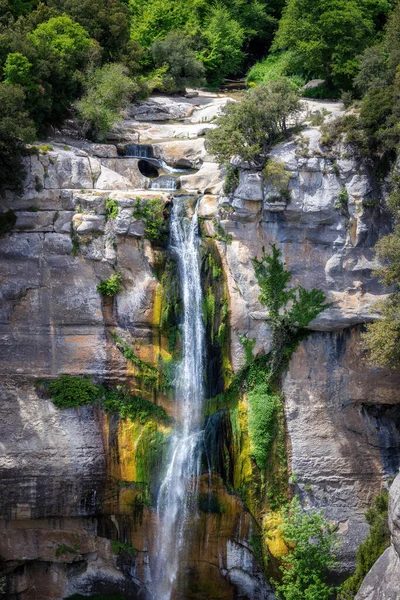 Schöner Großer Wasserfall Spanien Katalonien Nahe Dem Kleinen Dorf Rupit — Stockfoto