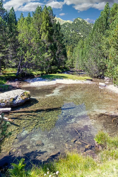 Scenic View Waterfall Lake Spanish Pyrenees Mountain Sunny Day Transparent Royalty Free Stock Images