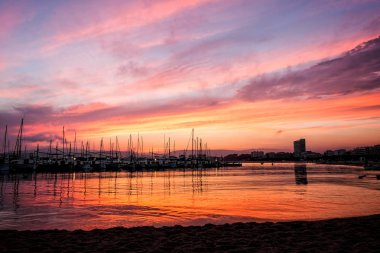 kıyı üzerinde güzel gün batımı 