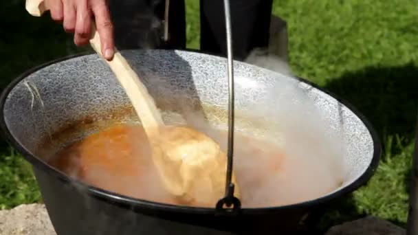 Traditionelle Balkensuppe aus Ungarn — Stockvideo