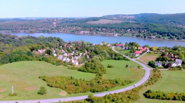Dron küçük köy Orfu yakınlarında bir Macar manzara havadan görüntüleri