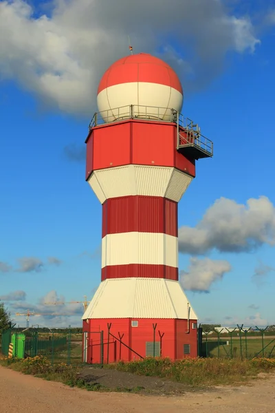 Modern meteorological radar near airport — Stock Photo, Image