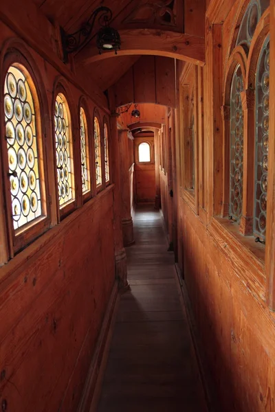 Templo de madera Wang. Corredor dentro del edificio — Foto de Stock