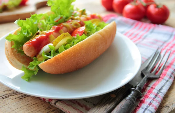 Cachorro-quente saboroso — Fotografia de Stock