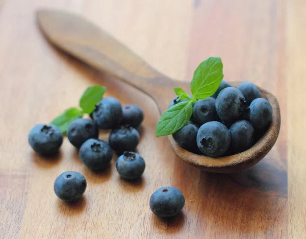 Blueberries on a spoon — Stock Photo, Image