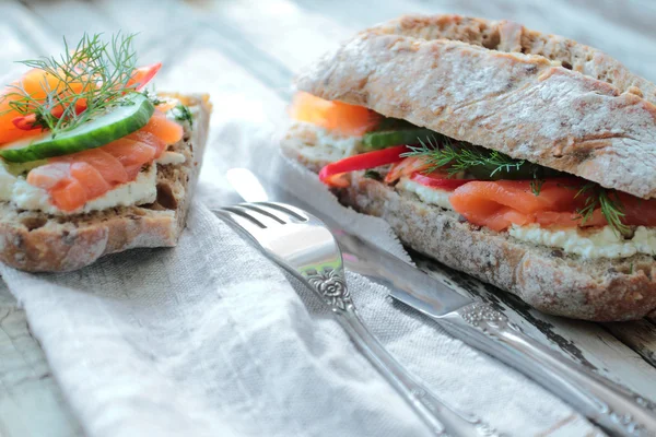 Sandwich with salmon — Stock Photo, Image