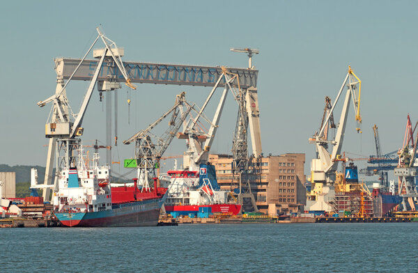 The biggest gantry in shipyard in Gdynia, Poland