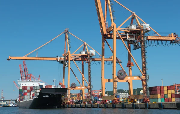 Laden van kranen in terminal Containerhaven — Stockfoto