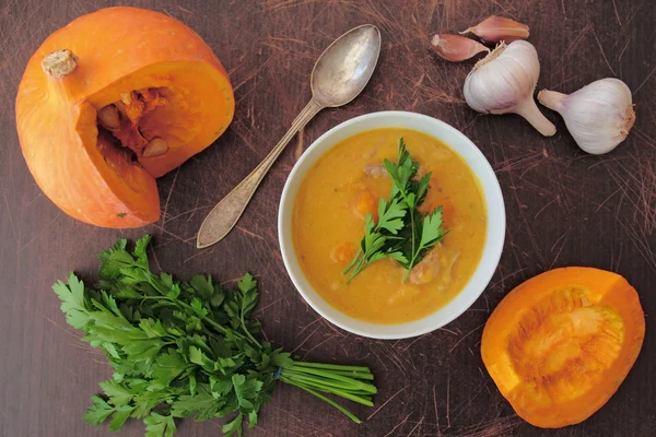 Cuenco con sopa de calabaza — Foto de Stock