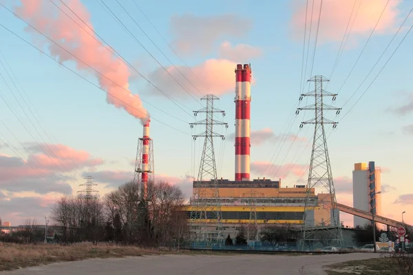 High chimneys in power plant, Gdynia city, Poland — Stock Photo, Image