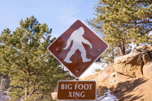 Big Foot Crossing Znak Pustyni Kolorado — Zdjęcie stockowe
