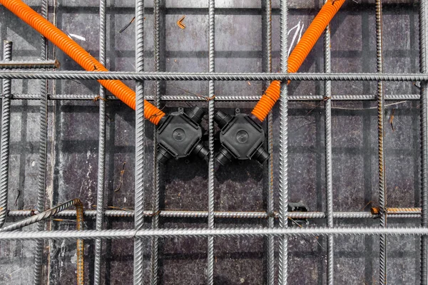 metal fittings on the construction site in monolithic construction