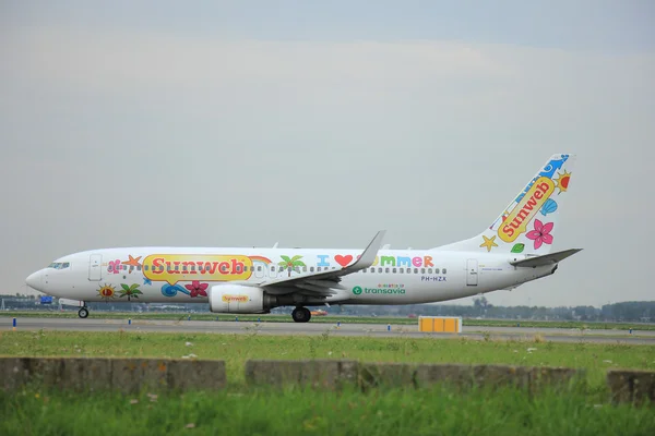 Amsterdã, Holanda - 9 de agosto de 2015: PH-HZX Transavia Sun — Fotografia de Stock