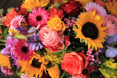 karışık buket parlak renkler
