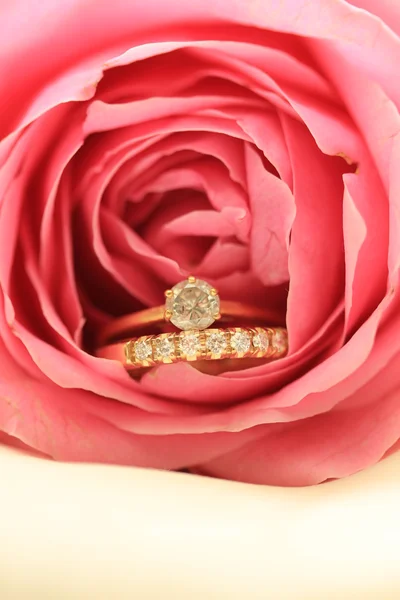 Bruiloft ingesteld in roze roos — Stockfoto