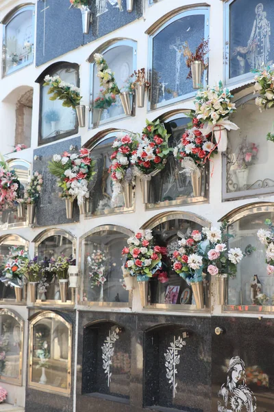 Flowers Stones Typical Spanish Cemetery Barcelona — Stock Photo, Image
