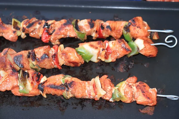 Vários Tipos Carne Alfinetes Grelha — Fotografia de Stock