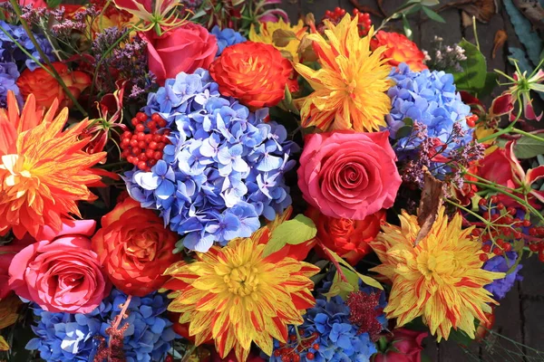 Herfst Bruiloft Bloemstuk Felle Kleuren — Stockfoto