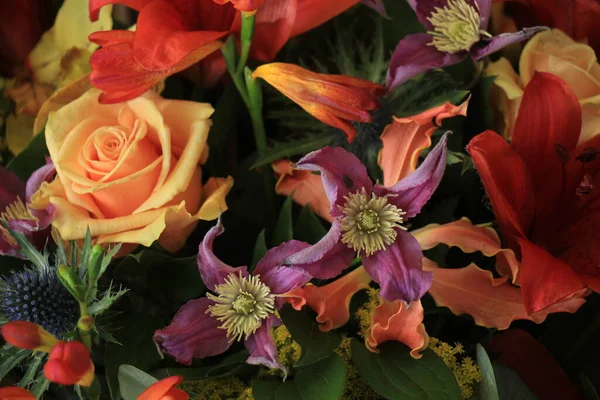 Σύνθεση Φθινοπώρου Λουλουδιών Διάφορα Λουλούδια Διάφορα Χρώματα Για Ένα Γάμο — Φωτογραφία Αρχείου