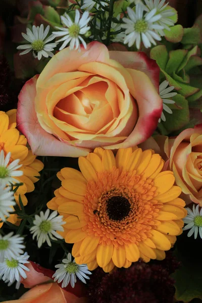 Geel Witte Bruiloft Bloemen Gele Gerber Rozen Witte Aster — Stockfoto