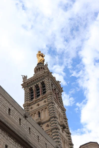 法国马赛 2019年9月25日 法国马赛圣母院 Notre Dame Garde Cathedral 外部的细节 — 图库照片