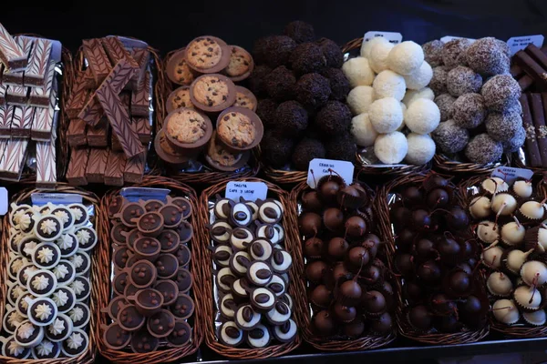 Barcelona España Septiembre 2019 Varios Tipos Chocolates Mercado Boquería Barcelona — Foto de Stock