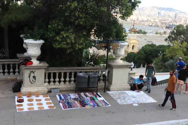 Barcelona Spain September 28Th 2019 Street Vendor Magnets Other Stuff — Stock Photo, Image