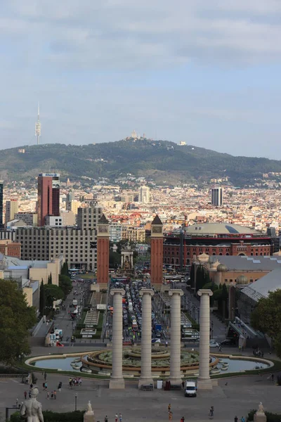 西班牙巴塞罗那 2019年9月28日 巴塞罗那埃斯帕纳广场 Barcelona Plaza Espana 位于蒙特胡克山上的国家博物馆 — 图库照片