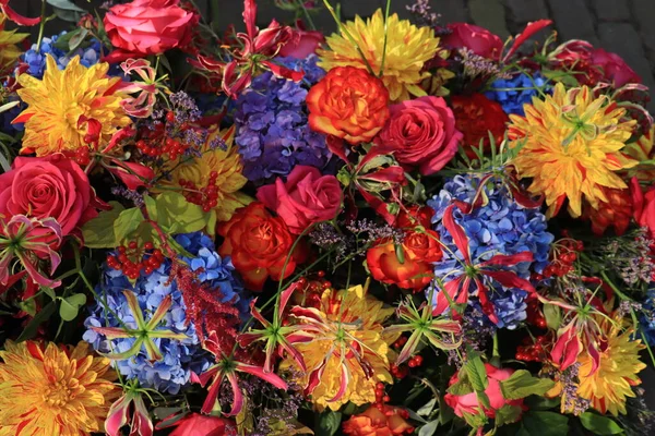 Осіннє Весілля Квіткова Композиція Яскравих Кольорах — стокове фото