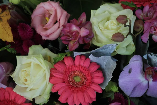 Arranjo Flor Mista Várias Flores Cores Pastel Diferentes Casamento — Fotografia de Stock