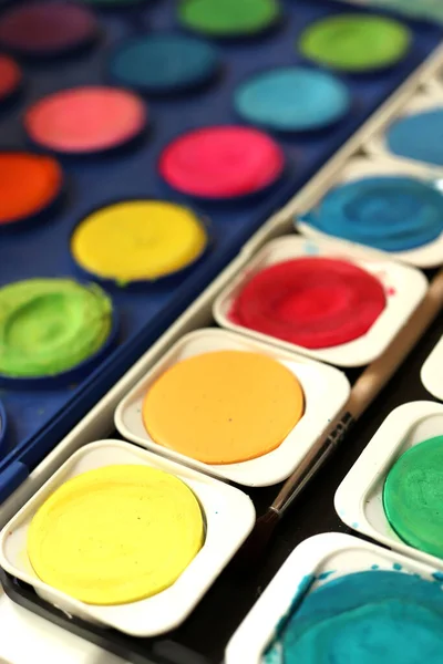 Różne Kolory Farby Wodnej Palecie — Zdjęcie stockowe