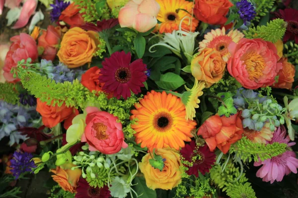 Bruidsboeket Kleuren Oranje Ranunculus Gerbera — Stockfoto