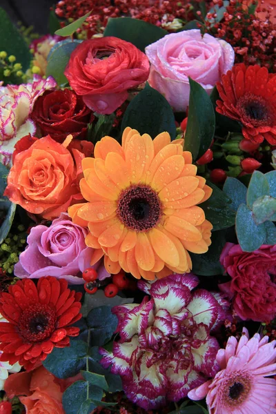 Bright Colored Weddiing Arrangement Mixed Flowers Various Colors Royalty Free Stock Images