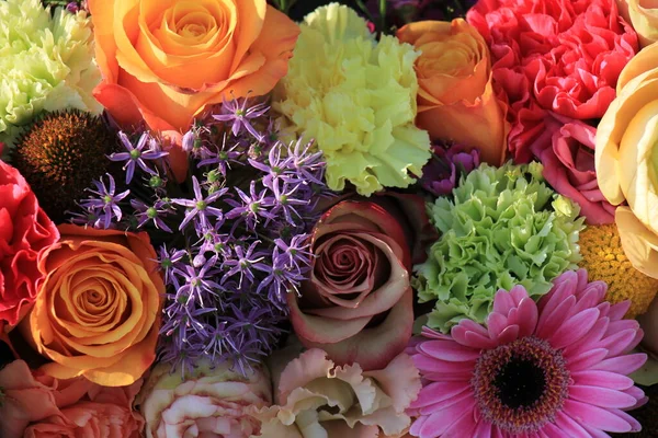 Arranjo Flor Mista Várias Flores Cores Pastel Diferentes Casamento — Fotografia de Stock