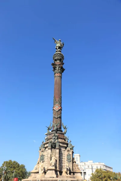 Barcelona Španělsko Září 2019 Památník Kryštofa Kolumba Poblíž Rambla Barceloně — Stock fotografie