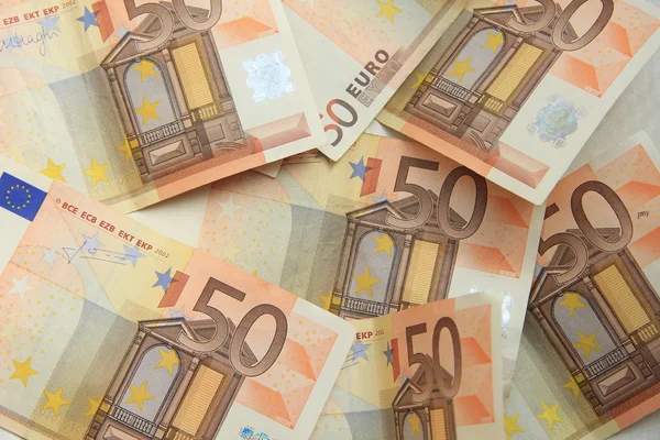 50 euro notes on a pile — Stock Photo, Image