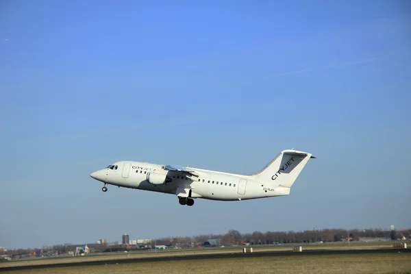 2015 年 3 月 22 日，阿姆斯特丹史基浦机场 Ei Rjh Cityjet 全英音乐 — 图库照片