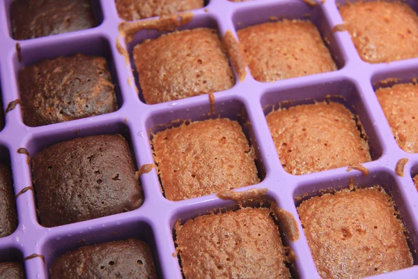 Cooked cakes in a tray — Stock Photo, Image